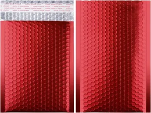 Metallic Matte Red Bubble Mailers Mailing Padded Envelopes 6x10 Inch- Self-seal Closure Bubble Shipping Bag 25pcs