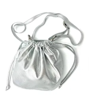 Metallic Olivia Drawstring Bag - Silver