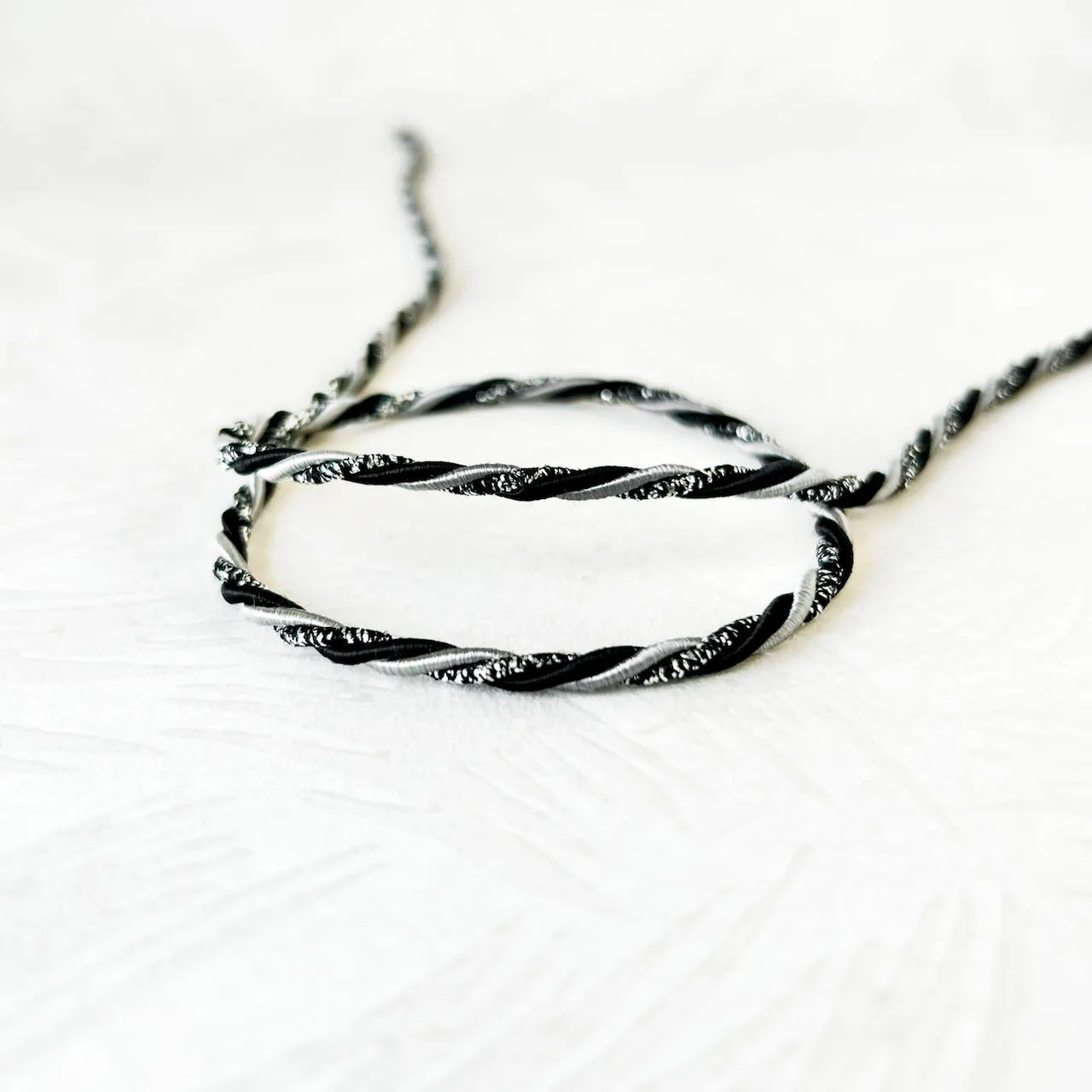 Metallic Silver, Black & Gray Twisted Cord