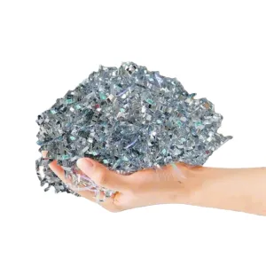 Metallic Silver Crinkle Paper Shredded Gift Basket Filler, 1 LB