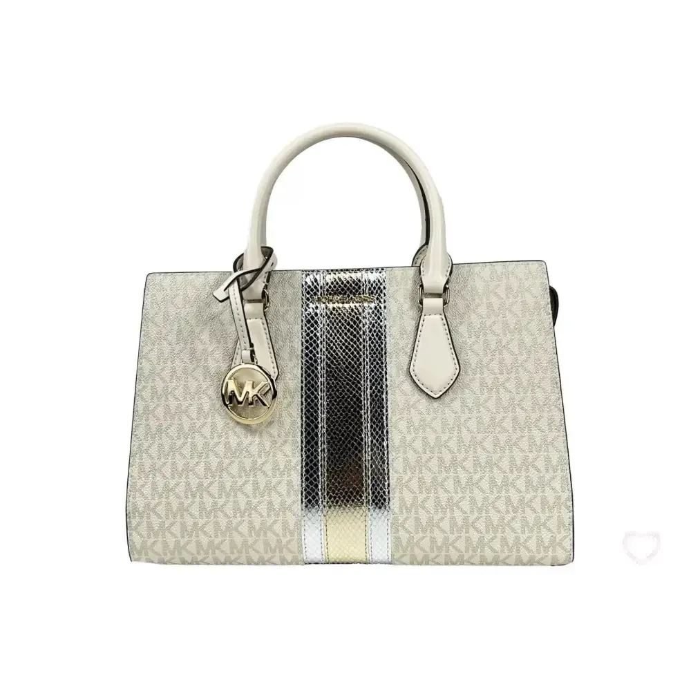 Michael Kors Sheila Medium Crossbody Satchel Purse Bag Pale Gold