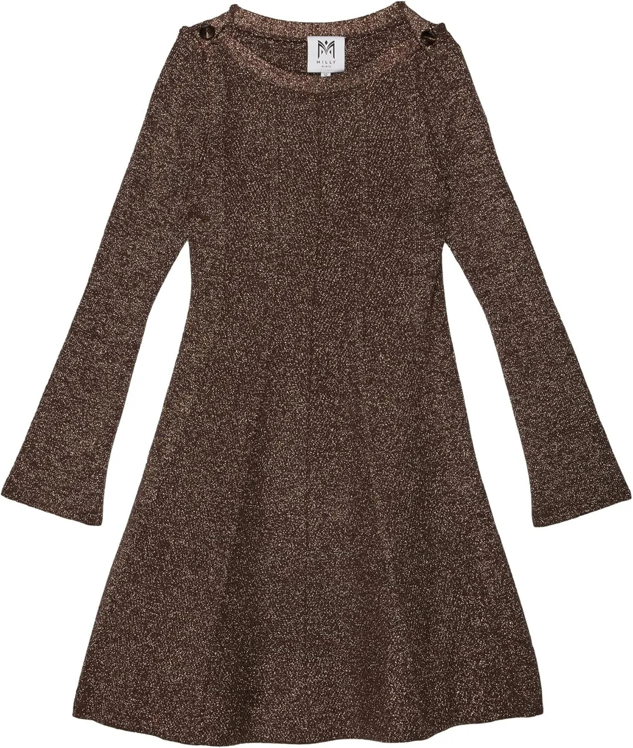 MILLY Girl's Metallic Button Shoulder Sweaterdress (Big Kids)