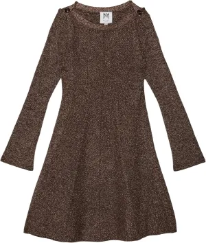 MILLY Girl's Metallic Button Shoulder Sweaterdress (Big Kids)
