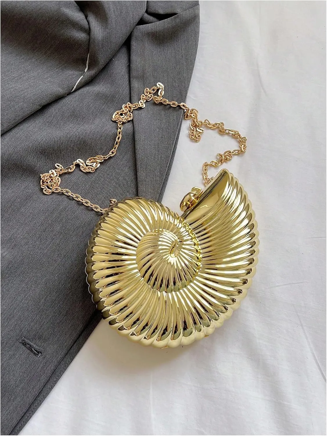 Milumia Women's Seashell Purse Metallic Conch Shaped Crossbody Bag Party Prom Handbags