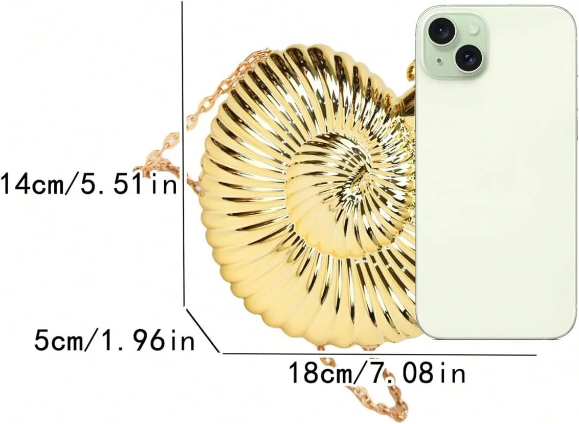 Milumia Women's Seashell Purse Metallic Conch Shaped Crossbody Bag Party Prom Handbags
