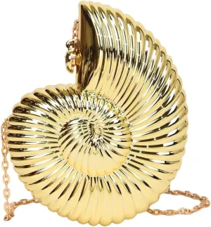 Milumia Women's Seashell Purse Metallic Conch Shaped Crossbody Bag Party Prom Handbags