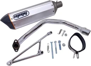 MMG Exhaust System Muffler for GY6 125cc 150cc 4 Stroke Scooters (Metallic Silver Finish)