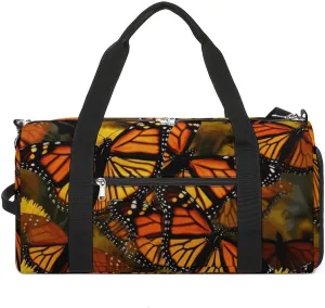 Monarch Butterflies Gym Bag Travel Duffel Bags for Men Women Large Weekender Bags Carry On Overnight Duffle Bag with Shoe Compartment for Workout