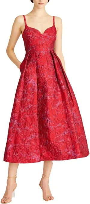 MONIQUE LHUILLIER ML Womens Metallic Jacquard Midi Dress