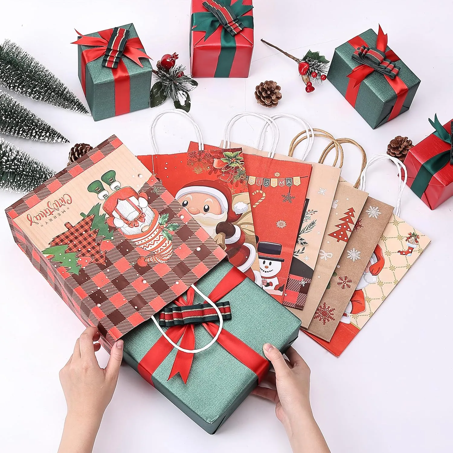 Mr. Pen Bags with Handles - 12 Pack, 8.3'x6', 11 Styles, Perfect for Christmas, Xmas Gifts