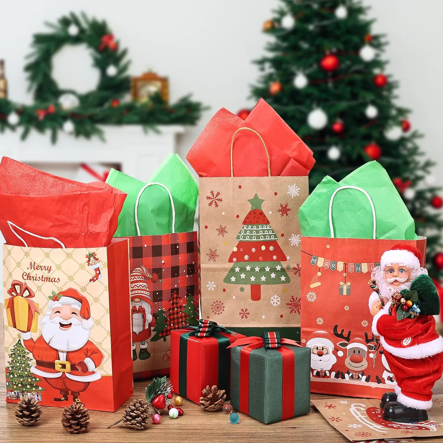 Mr. Pen Bags with Handles - 12 Pack, 8.3'x6', 11 Styles, Perfect for Christmas, Xmas Gifts