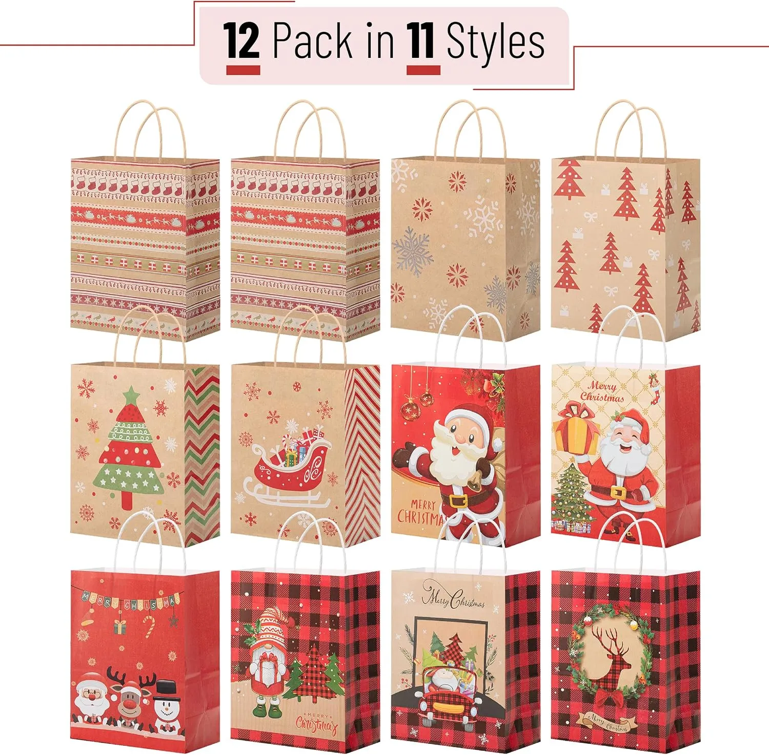 Mr. Pen Bags with Handles - 12 Pack, 8.3'x6', 11 Styles, Perfect for Christmas, Xmas Gifts