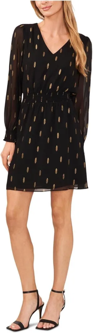 MSK Womens Metallic Print Fit & Flare Dress