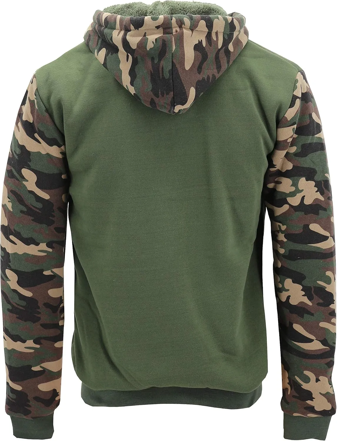 MX USA Men's Army Camo Zip Up Sherpa Hoodie Fleece Hunting Sweater Jacket