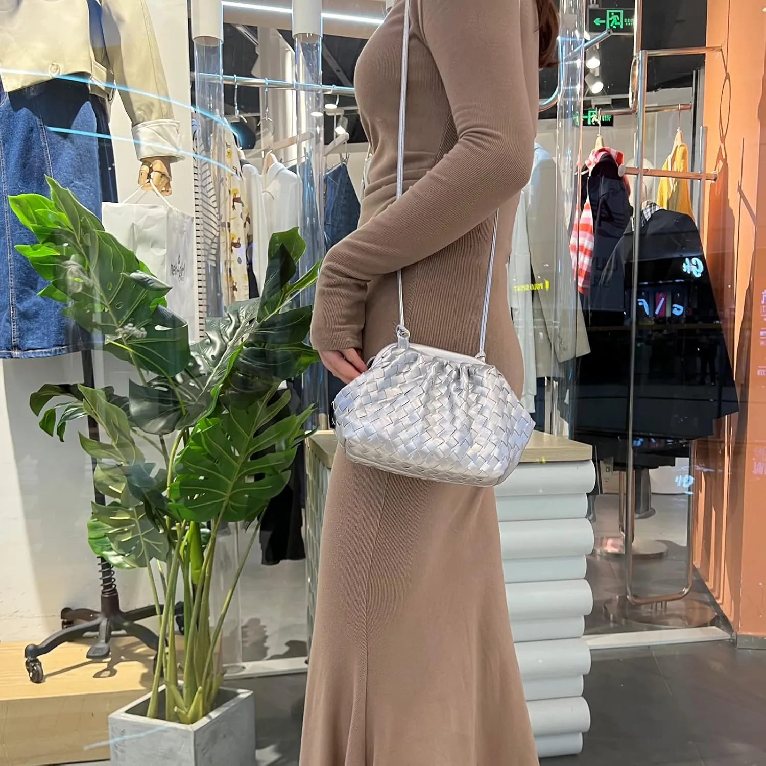 NAARIIAN Woven Crossbody Bags for Women Evening Clutch Hobo Cloud Purse Designer Handbags for Ladies