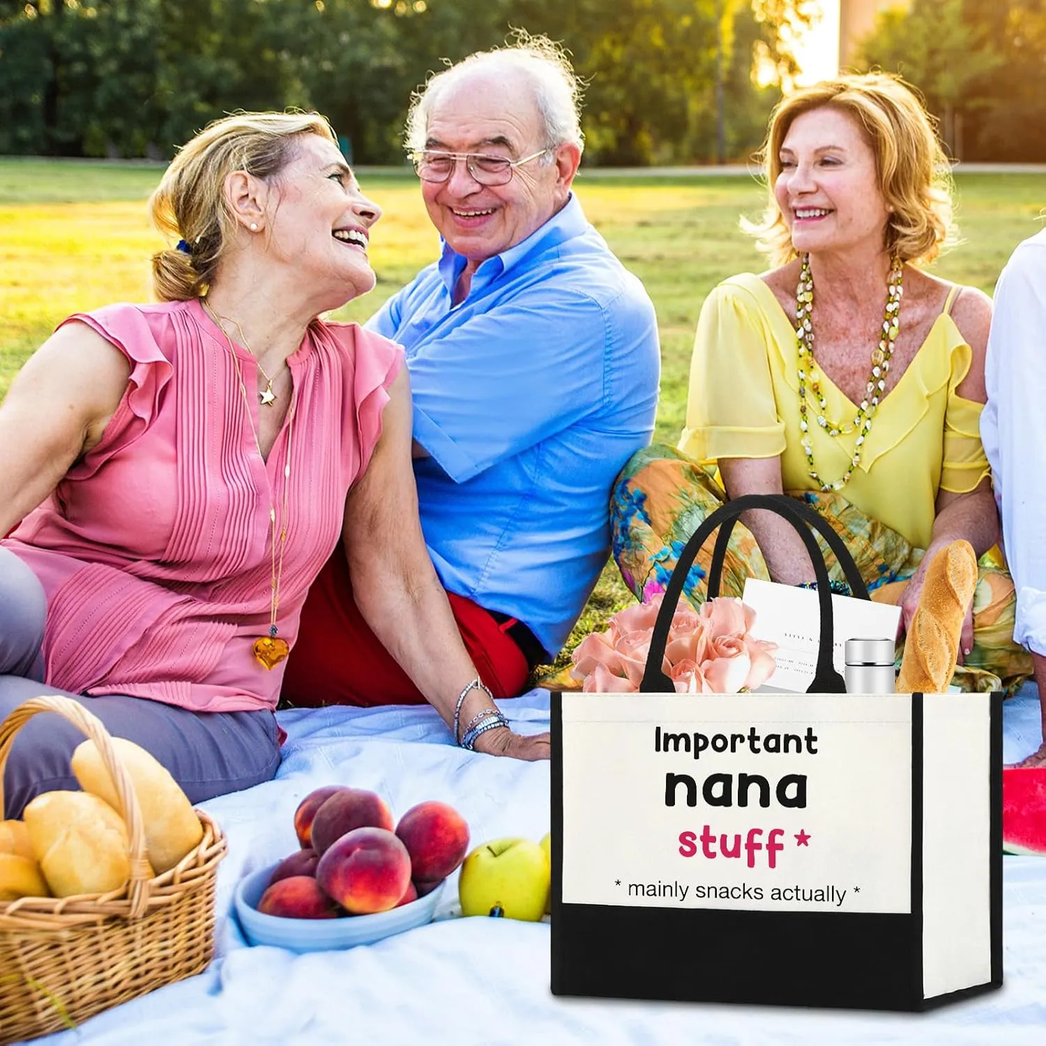 Nana Gifts, Nana Birthday Gifts for Grandma, Christmas Gift Bags for Nana, Best Nana Ever Gift Bags, Practical Present for Nana Grandma Tote Bag -Mainly Snacks Actually