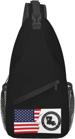 Natchitoches Parish La Seal And America Crossbody Bags For Women Men Chest Backpack Gym Shoulder Bag Travel Outdoor Sports Casual Crossbody Bags