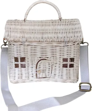 Natural Rattan Dollhouse Shoulder Basket Bag for Kids, Children, Toy Storage, Play, Travel, Neutral, Eco-Friendly Materials, Montessori