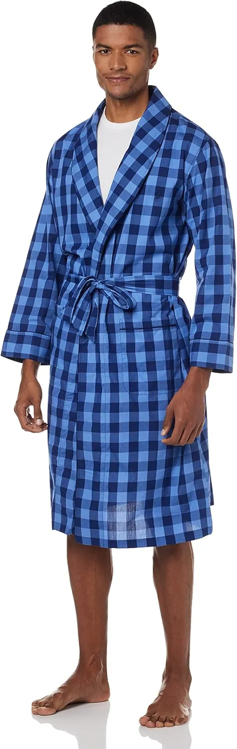 Nautica Men's Long Sleeve Lightweight Cotton Woven Robe