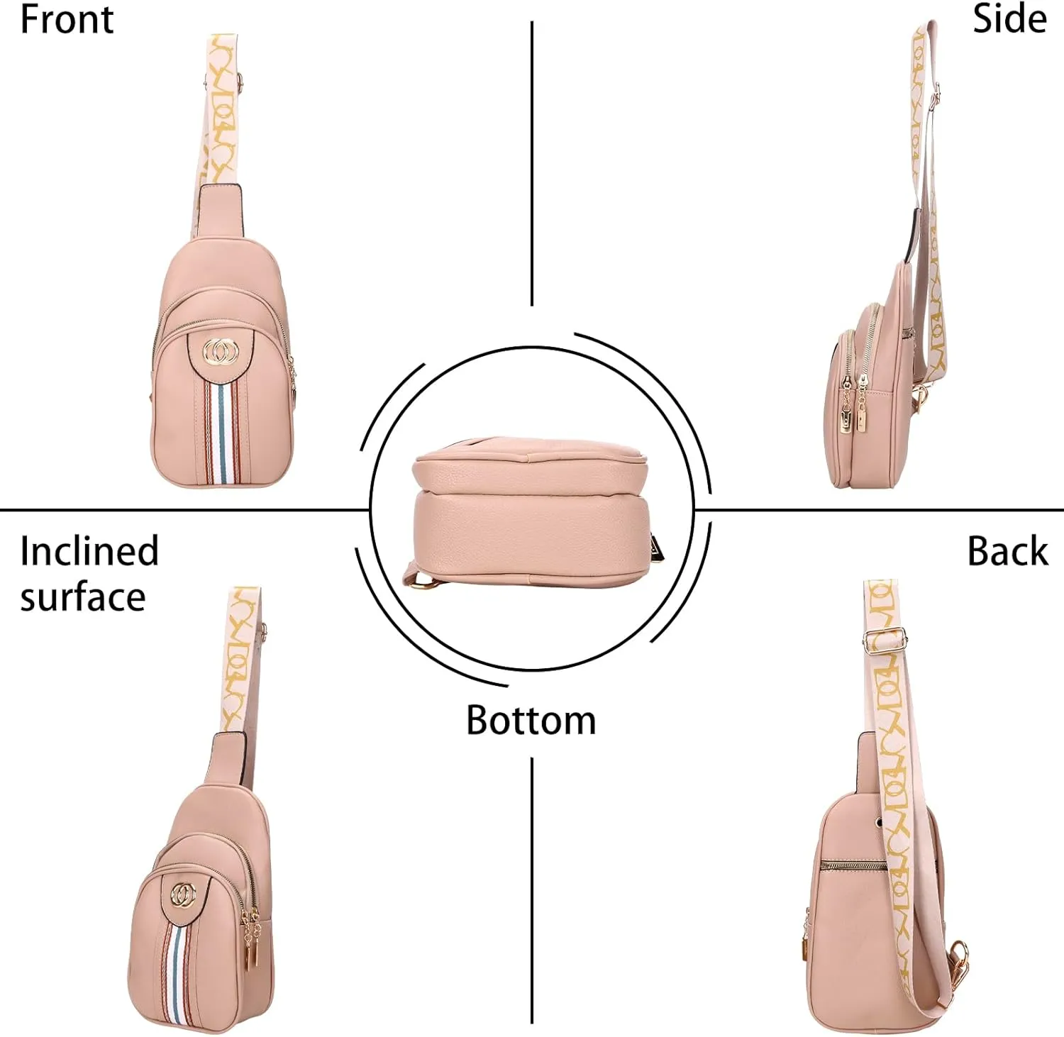 Negra Crossbody Bags for Women Fashion Shoulder Bag PU Leather Sports Bag Causal Chest Bum Bag Sling Purse