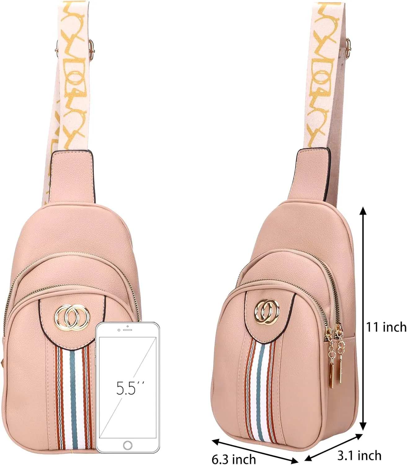 Negra Crossbody Bags for Women Fashion Shoulder Bag PU Leather Sports Bag Causal Chest Bum Bag Sling Purse