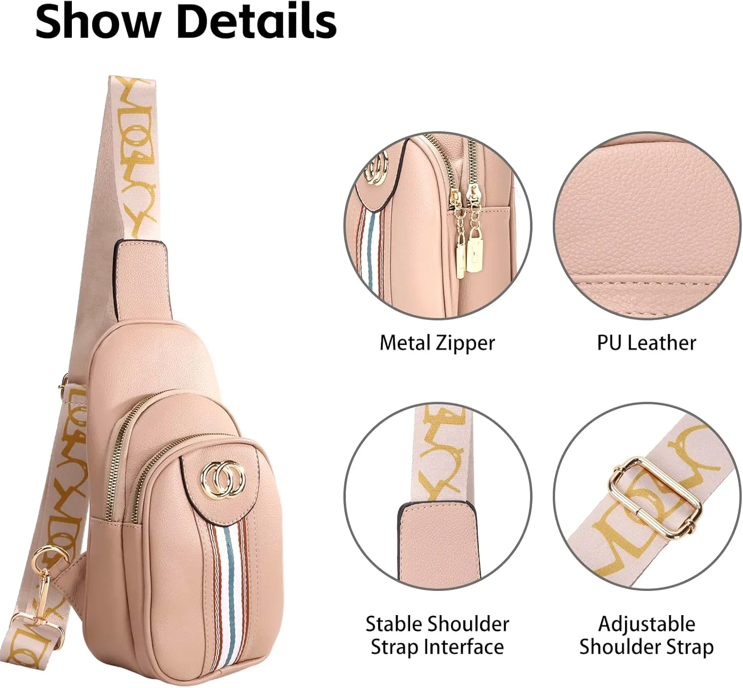 Negra Crossbody Bags for Women Fashion Shoulder Bag PU Leather Sports Bag Causal Chest Bum Bag Sling Purse