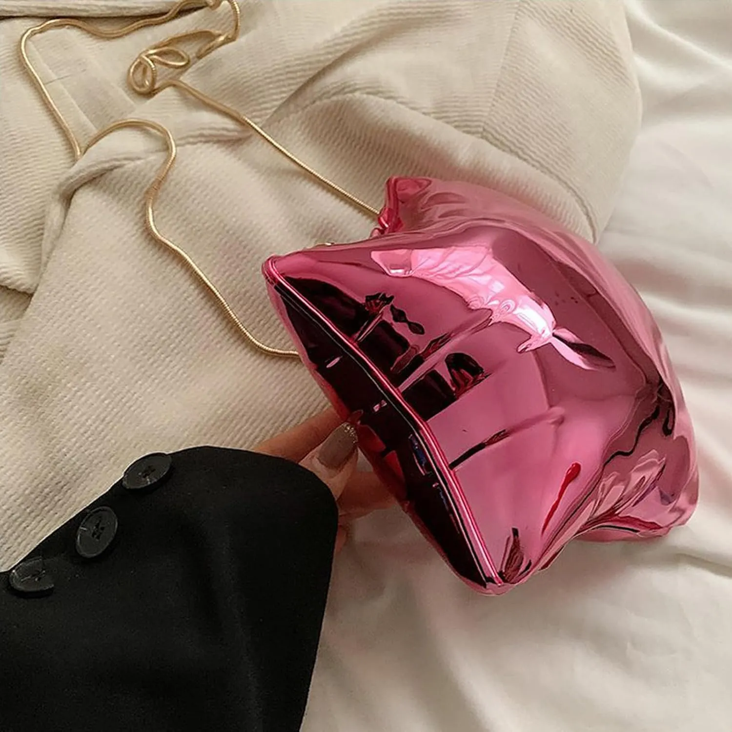 NELSBREXWomen's AcrylicStar Chain Y2k Crossbody Bag Metallic Design Evening Clutch Party Purse Handbag for Party Wedding Gift