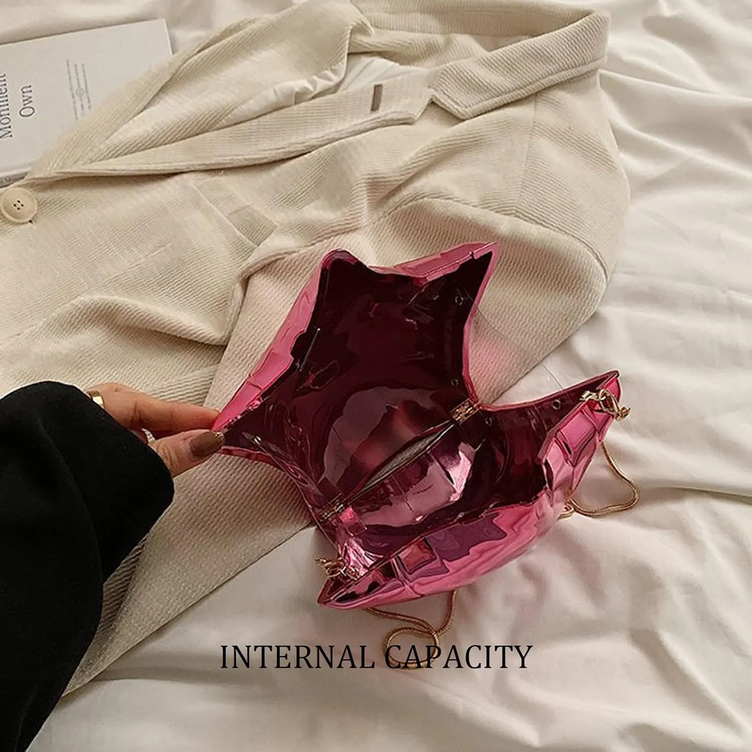 NELSBREXWomen's AcrylicStar Chain Y2k Crossbody Bag Metallic Design Evening Clutch Party Purse Handbag for Party Wedding Gift