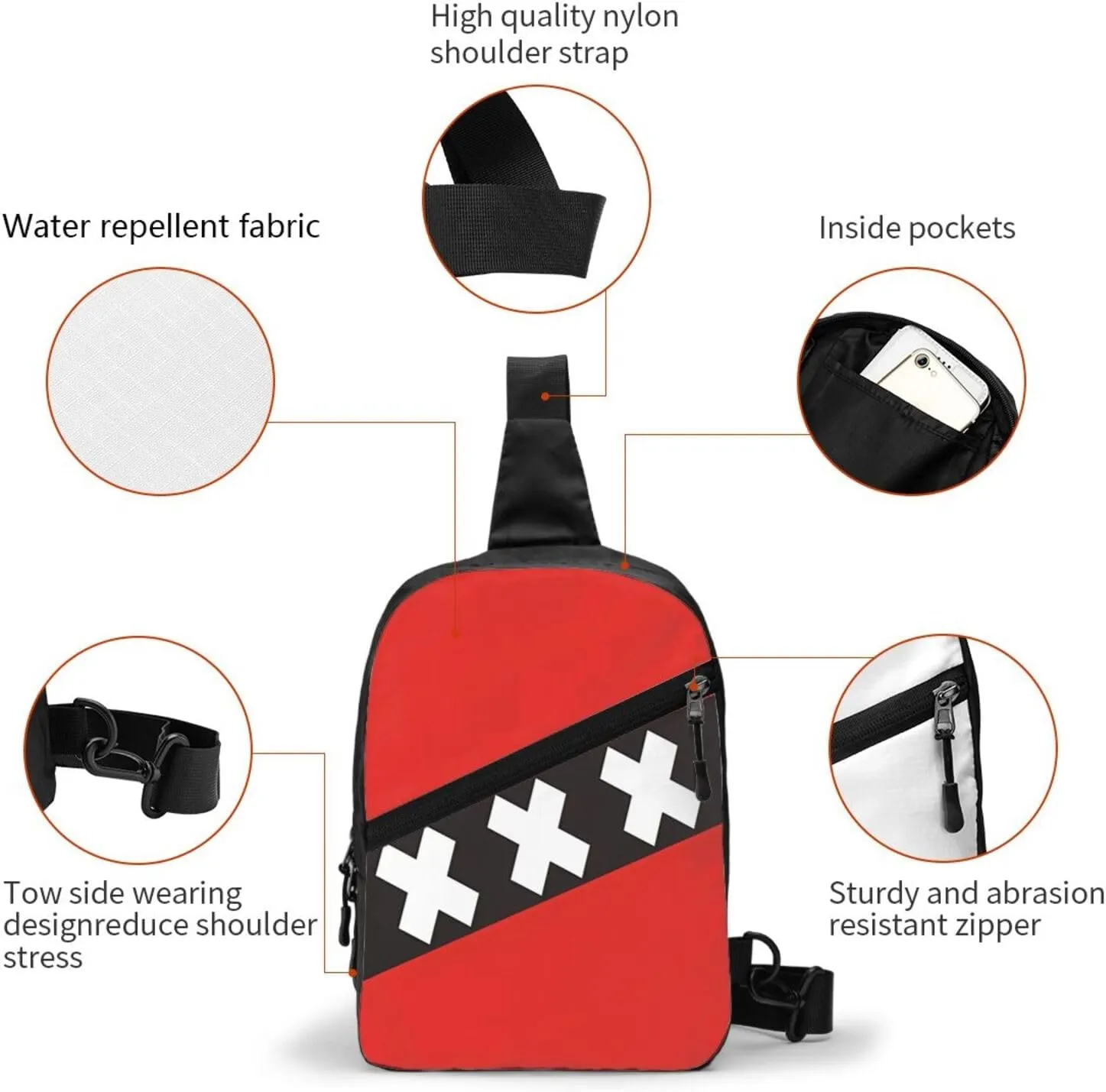 Netherlands Holland Flag Packable Crossbody Bag Portable Sling Bags Foldable Travel Daypack Reusable Sports Shoulder Backpack Diagonally Chest Bag for Workout