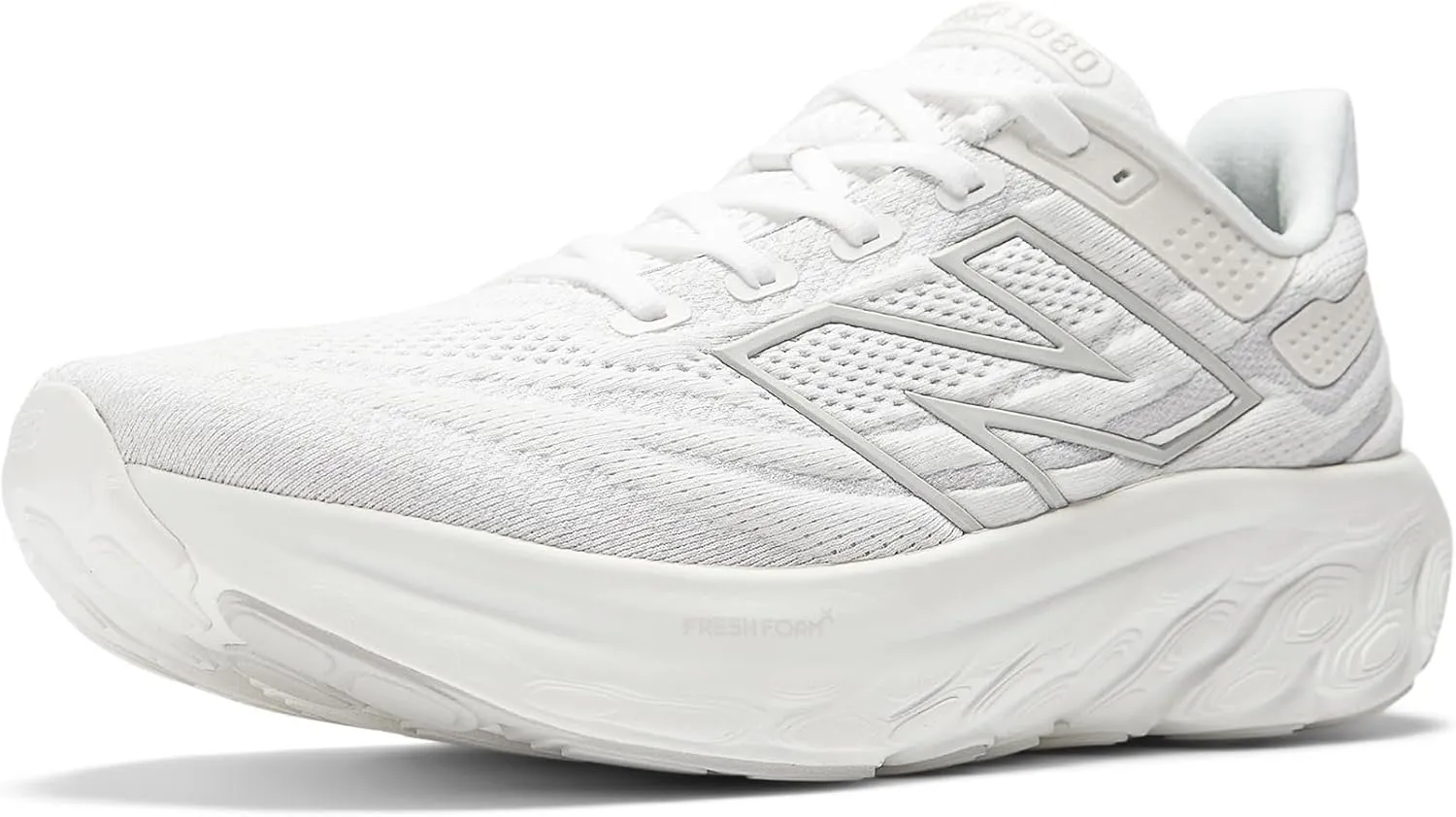New Balance Men's M1080W13 Running Shoe, White/Light Silver Metallic, 12.5 Narrow