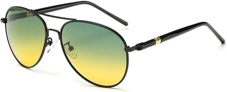 Night Driving Glasses, Classic Aviator HD Day Night View Vision Polarized UV400 Anti Glare Sunglasses for Men Women Cycling Fishing Shooting Sports (Black)