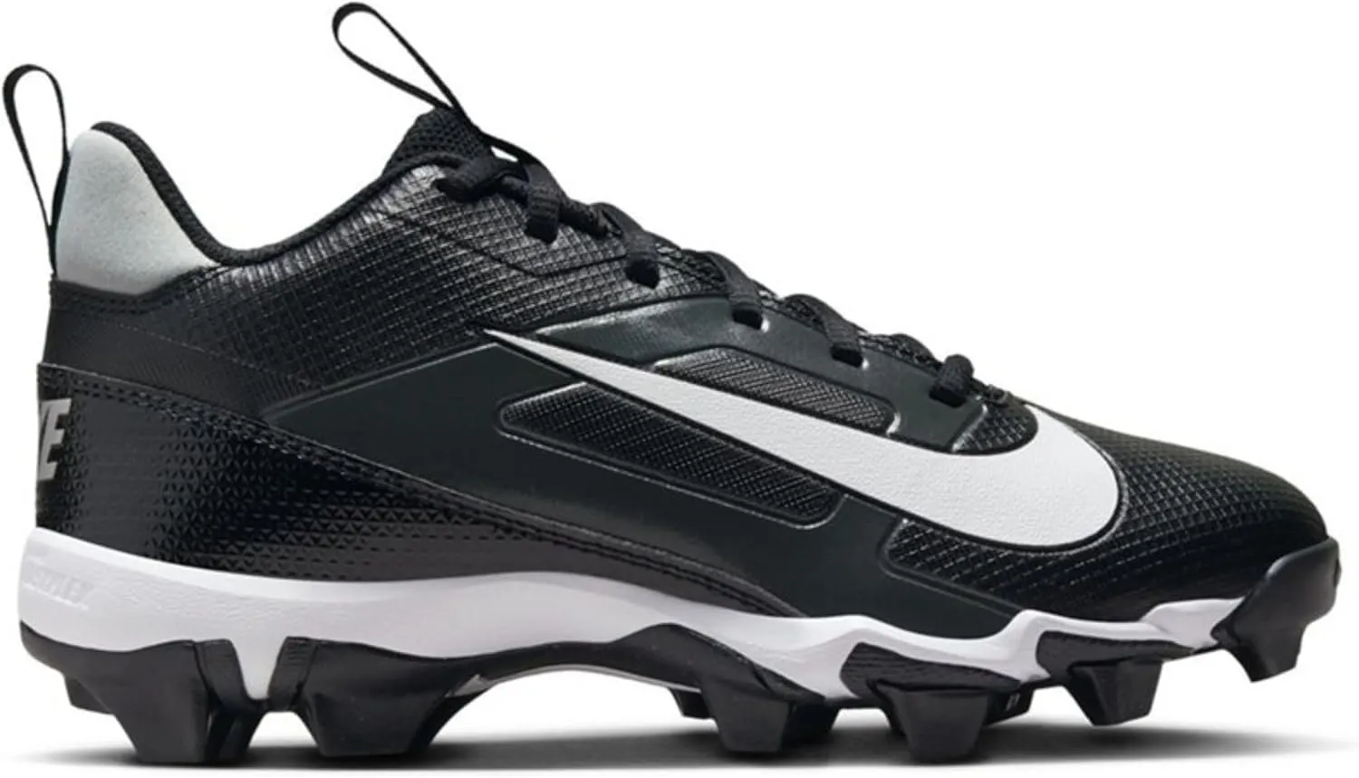 Nike Alpha Menace 4 Shark Big Kids' Football Cleats (Wide) (FQ4016-001, Black/Light Smoke Grey/Metallic Silver/White) Size 11