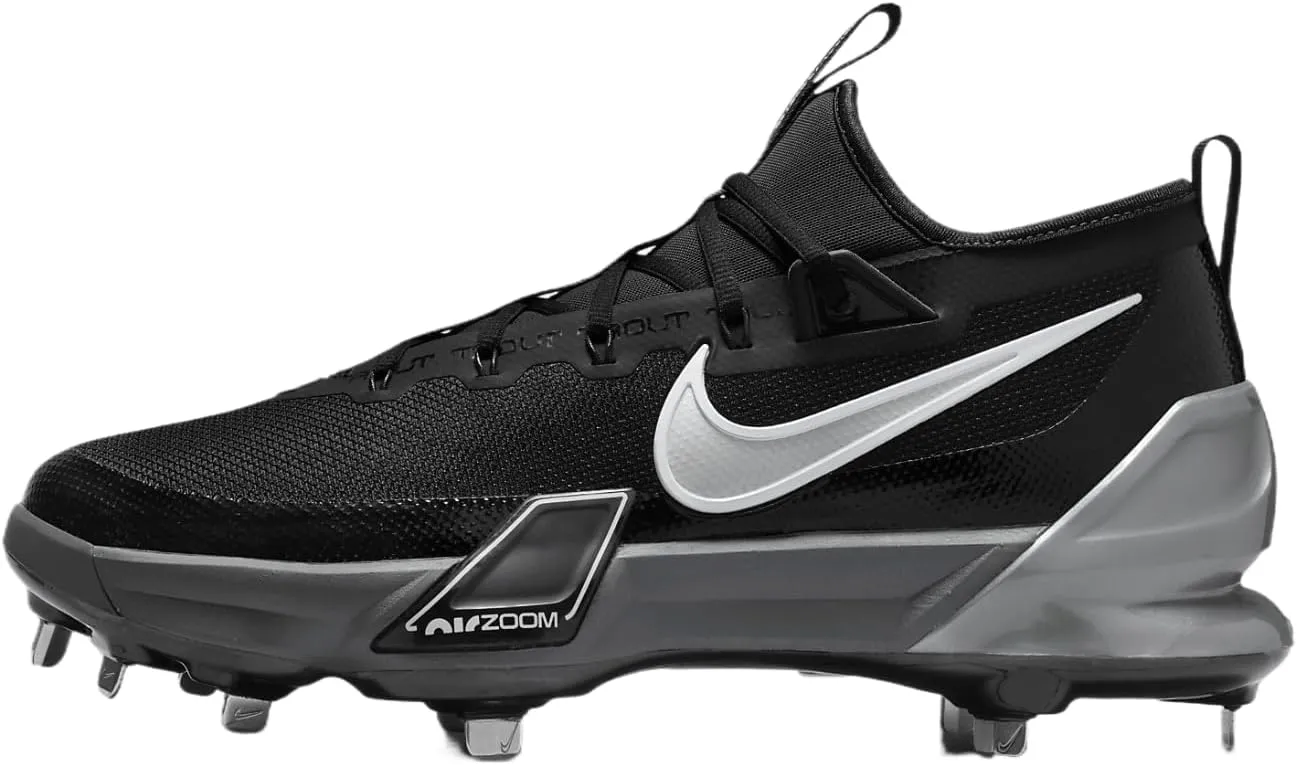 Nike Force Zoom Trout 9 Elite Baseball Cleats (FB2906-003, Black/Anthracite/White/Metallic Silver) Size 13