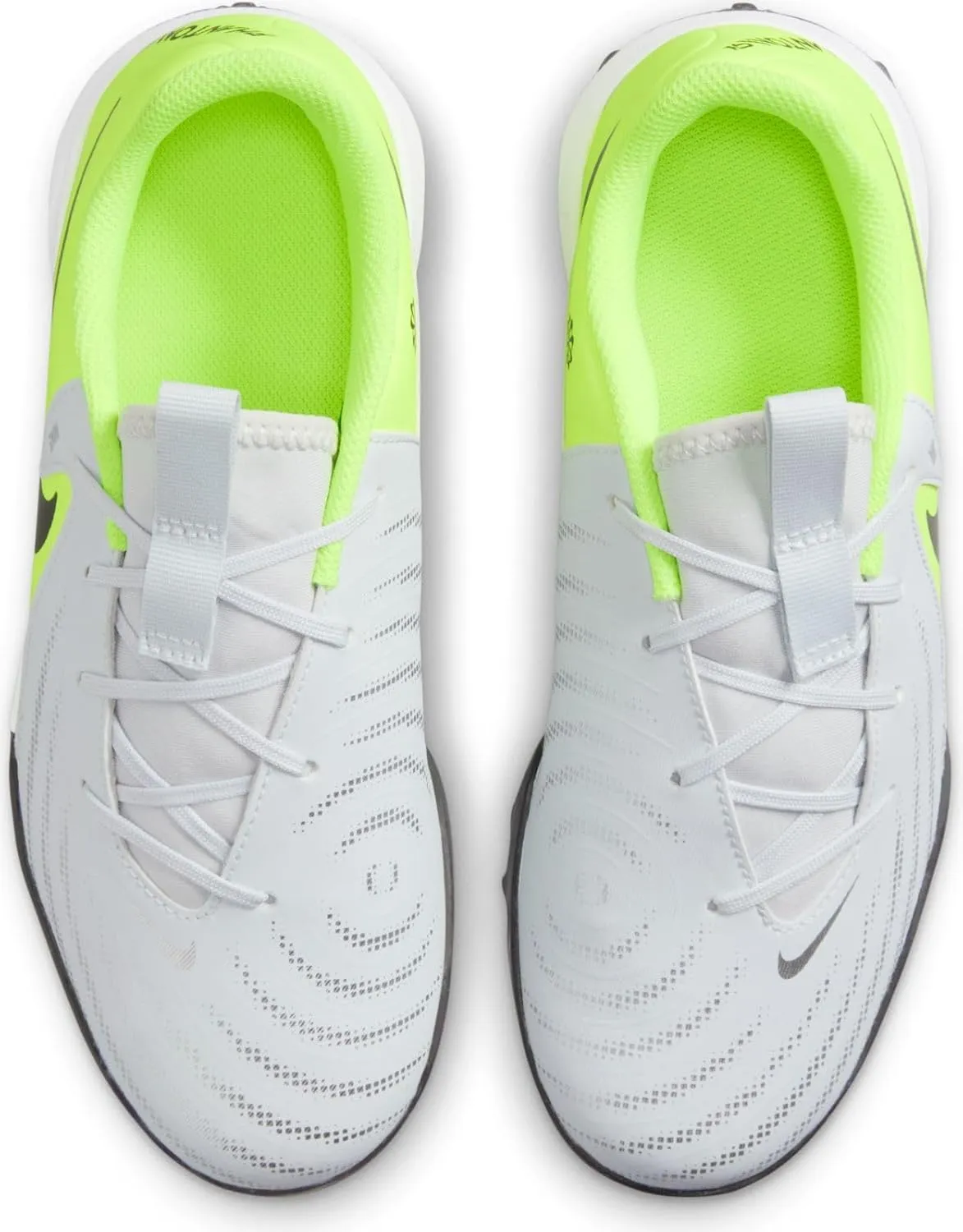 Nike Jr. Phantom GX 2 Academy Little/Big Kids' TF Soccer Shoes (FJ2608-003, Metallic Silver/Volt/Black)