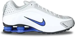 Nike Shox R4 Men's Shoes (HQ1988-100, White/Racer Blue/Iron Grey/Metallic Silver)