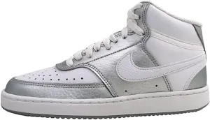 Nike Women's Court Vision Mid Trainers, White metallic silver, 8 Women