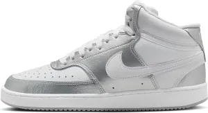 Nike Women's Court Vision Mid Trainers, White metallic silver, 9.5 Women
