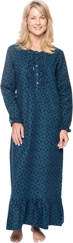 Noble Mount Long Nightgowns for Women - 100% Cotton Flannel Nightgown