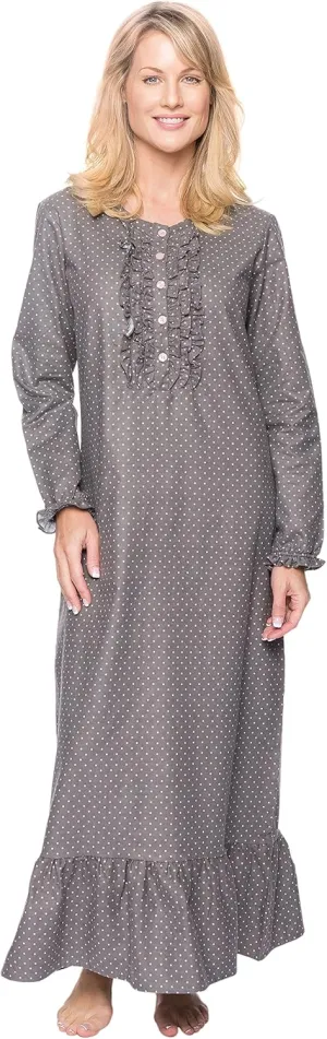 Noble Mount Long Nightgowns for Women - 100% Cotton Flannel Nightgown