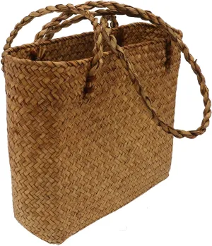 NOLITOY Woven Straw Bag Lightweight Beach Tote with Capacity for Travel Yellow Shoulder Handbag for Features String Closure Pocket for Valuables