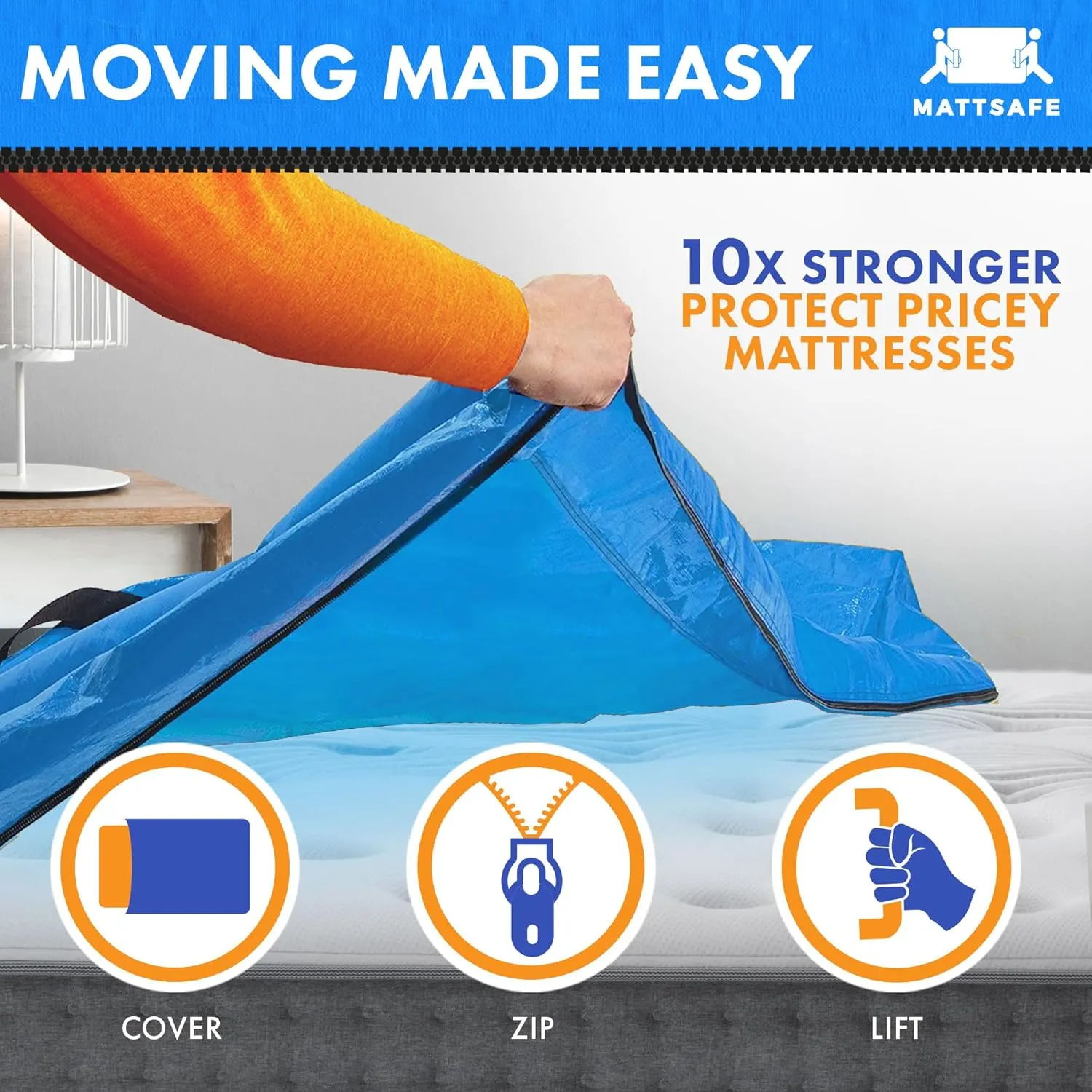 Nordic Elk Mattress Bags for Moving and Storage (Twin XL) Heavy Duty Moving Supplies, 8 Sturdy Handles, Strong Zipper, Mattress Cover Bed Bags, Storage Cover Essentials Packing Protector