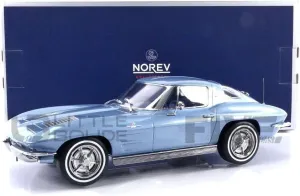 Norev NV189050 1:18 Chevrolet Corvette Sting Ray 1963-Light Blue Metallic Collectable Model, Multi