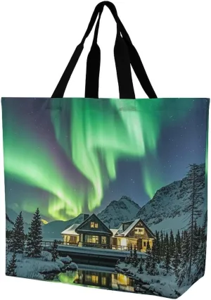 Northern Lights Handbags Lightweight Travel Shoulder Bag Portable Cute Shopping Beach Market Bag for Men Women Hiking Yoga Gym Swimming Travel Holiday Gift