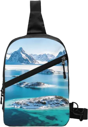 Norway Islands Printed men's and women's foldable crossbody bags, sports crossbody bags, perfect fashion combination