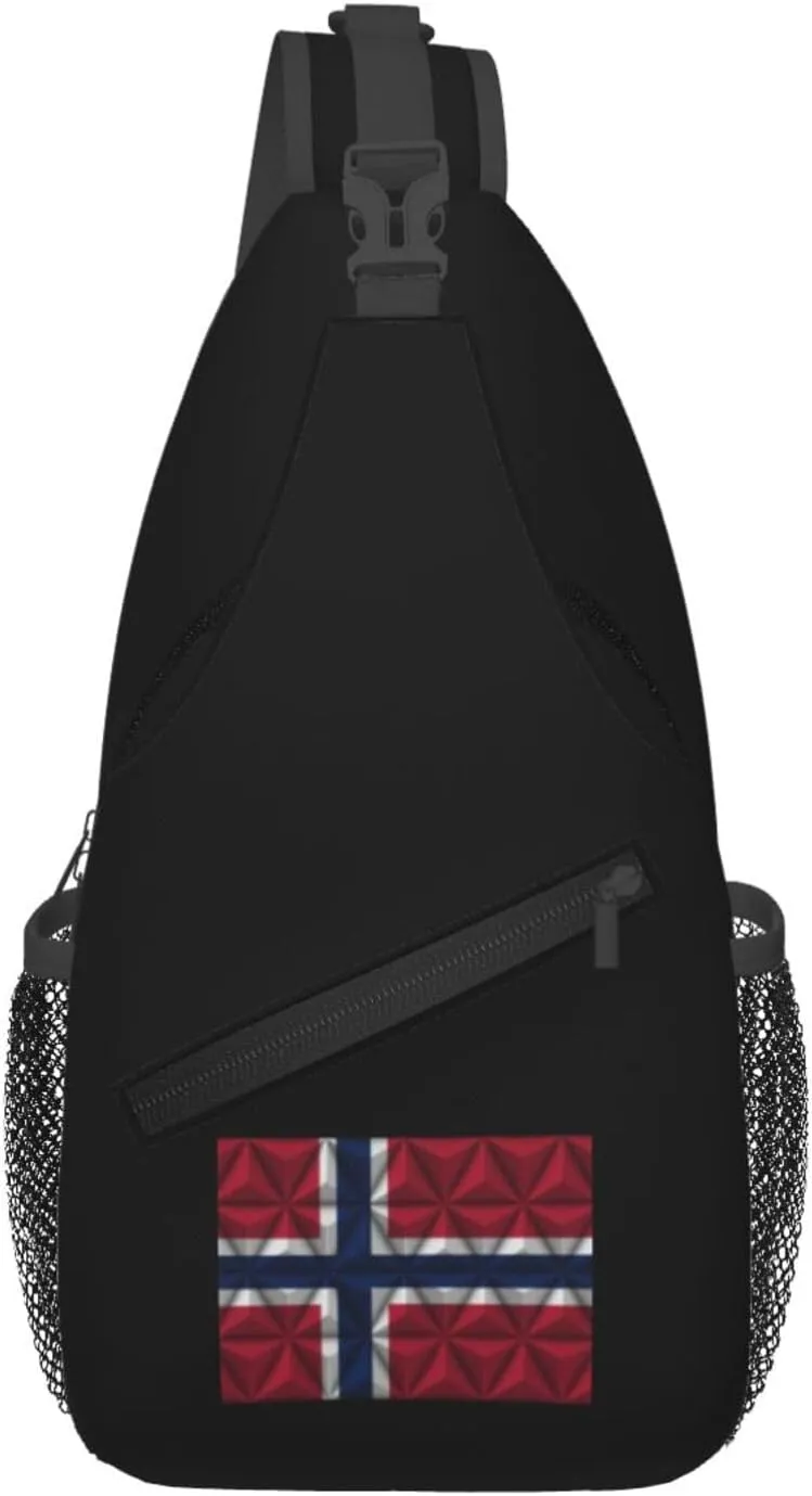 Norwegian Flag With Polygonal Effect Crossbody Bags For Women Men Chest Backpack Gym Shoulder Bag Travel Outdoor Sports Casual Crossbody Bags