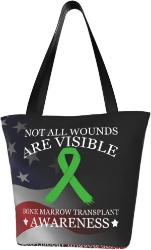 Not All Wounds Are Visible Bone Marrow Transplant Awareness Fashion Shoulder Bag Large Capacity For Man Or Woman