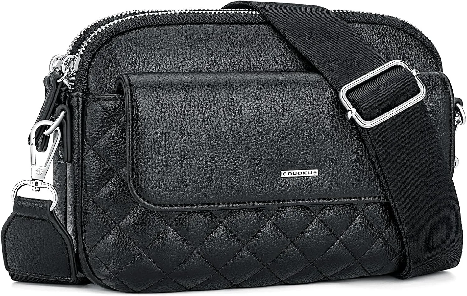 nuoku Small Crossbody Purse for Women, Double Zipper Crossbody Bags for Women Small Size with Phone Pocket