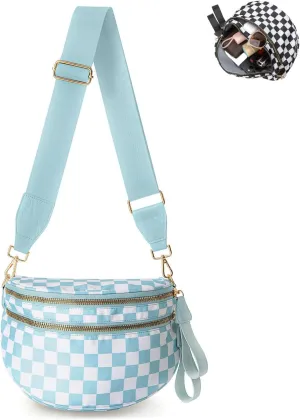 Nuvore Crossbody Bag, Checkered Crossbody Bags for Women, Westlyn Woven Bum Bag Crossbody, Bum Bags Large Capacity