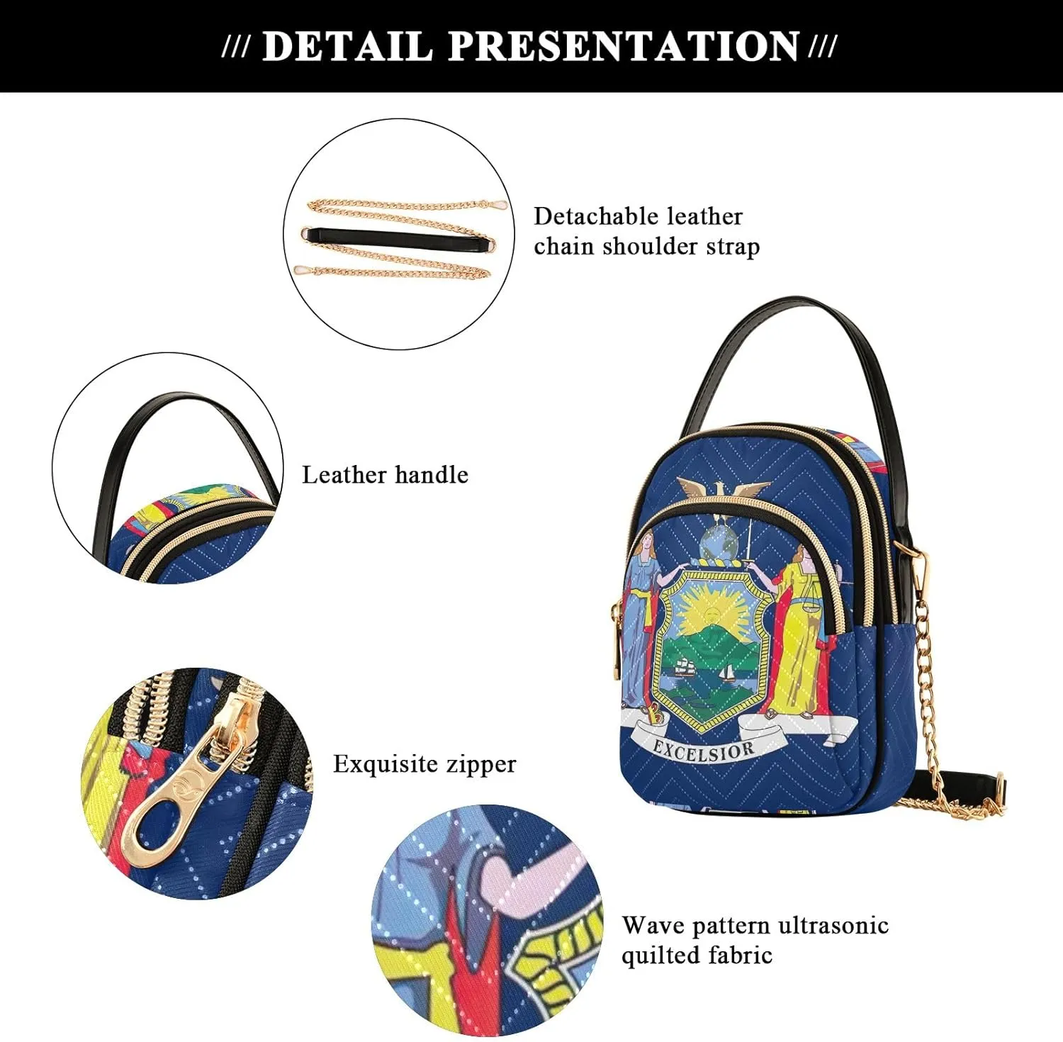ODAWA New York State Flag Small Shoulder Bags for Women Crossbody Woman Crossbody Bag, Quilted Crossbody Bags for Women
