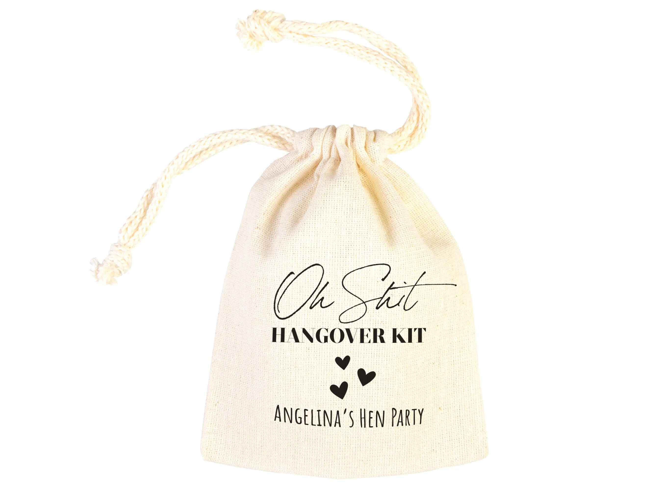 Oh Shit Kit hangover kit bags With Your name, Bachelorette Party, Survival Kits, Hangover Kits, Organic Pouches, Custom Bags